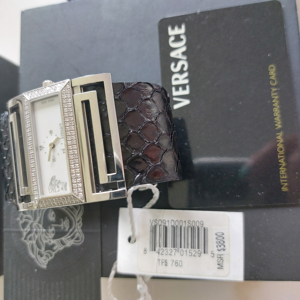 Versace Black And Silver Rectangular Watch - image 1